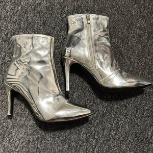 Silver ankle boots with 3.75in heel